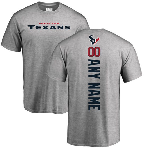 Men Houston Texans NFL Pro Line Ash Personalized Backer T-Shirt->nfl t-shirts->Sports Accessory